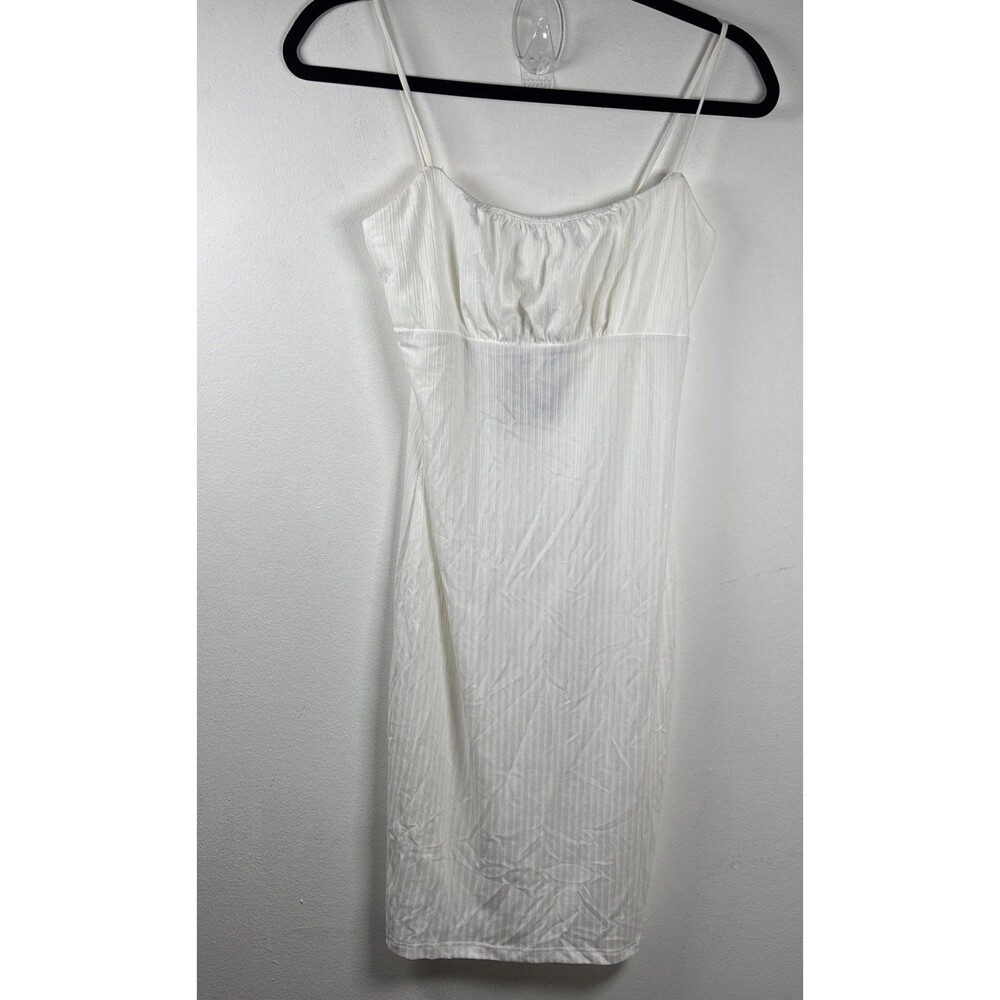 NWT Fashion Nova White Ribbed Mini Dress Medium Bodycon Cami Y2K Coquette